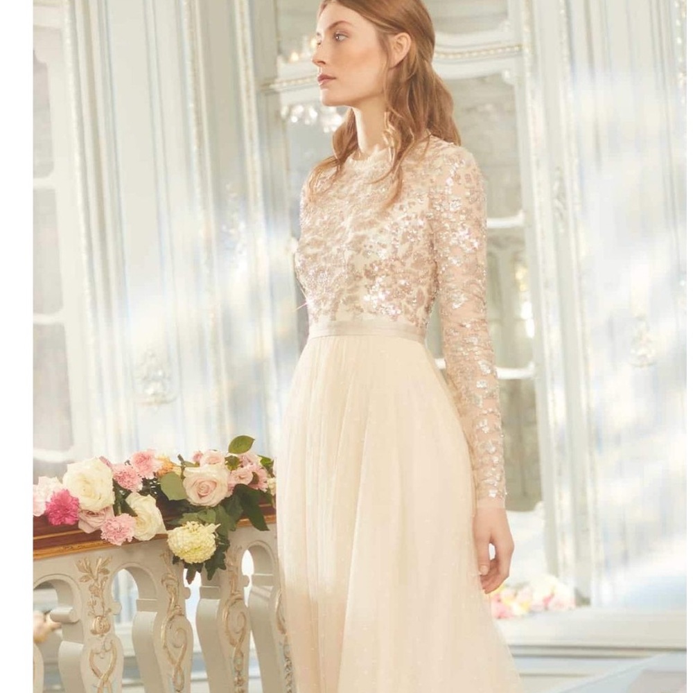 NWT Needle & Thread Beaded Tempest Bodice Ballerina Dress Champagne Tulle,Size 4 - Picture 3 of 11